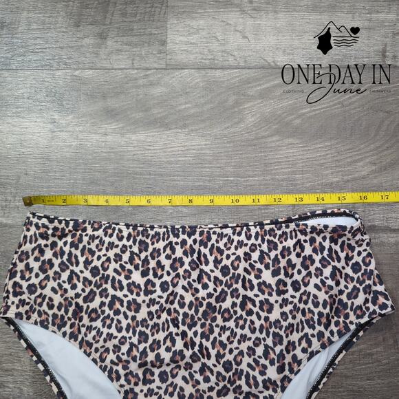 Zaful Twist Front Leopard Print Tankini Swimsuit Size 2XL - Picture 4 of 6